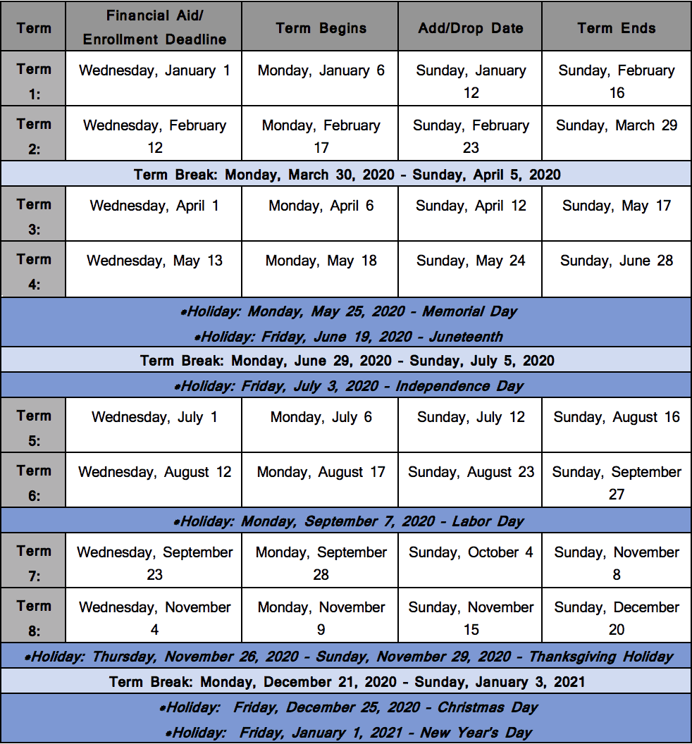 Academic Calendar California Intercontinental University cypress college calendar 2021